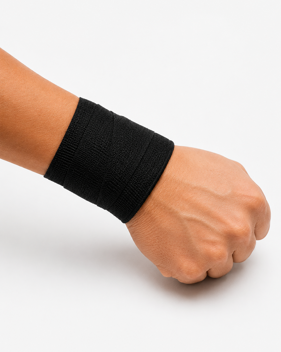 Close up of black wrist tape providing wrist stability for calisthenics fitness and strength exercises