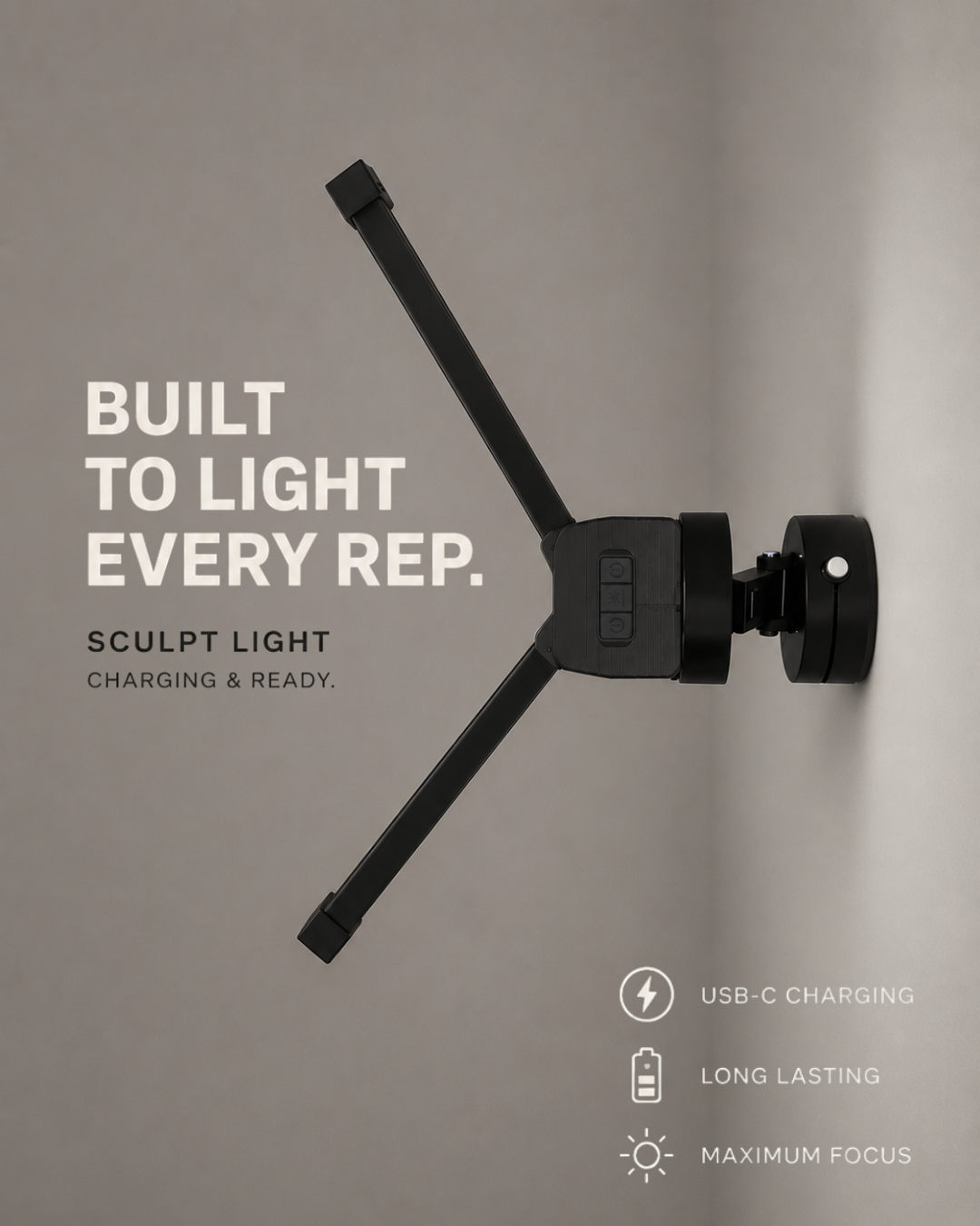 MagGrip Studio Mount securely mounted on a wall with adjustable arms for recording workouts, creating content and hands free phone use.